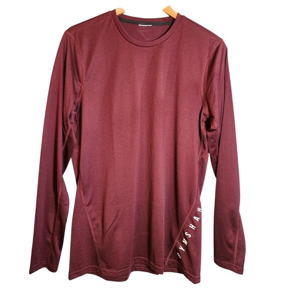 Gymshark Men's Long Sleeve Shirt Burgundy M Athflow Gorpcore Performance Fit - Picture 2 of 13